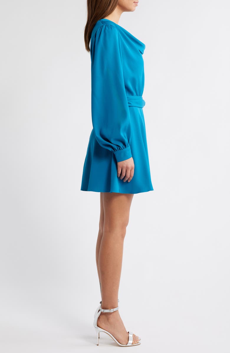 Black Halo Russel Tie Waist Long Sleeve Minidress, Alternate, color, Azure Blue