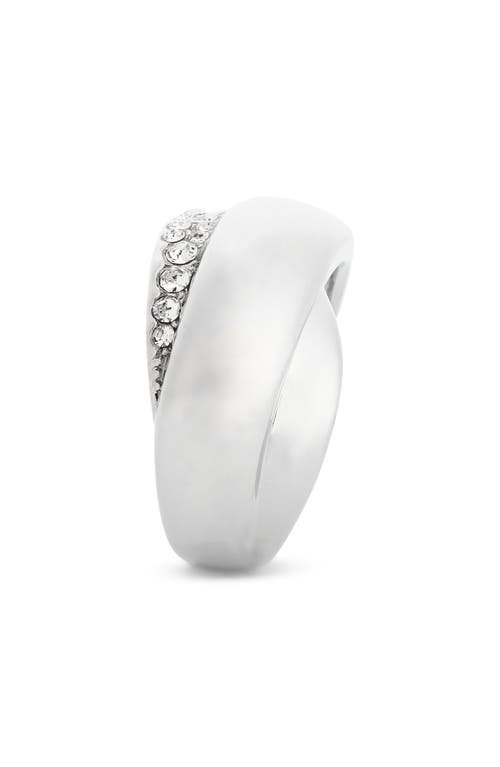 Covet Pavé Cz Crossover Band Ring In Clear/silver