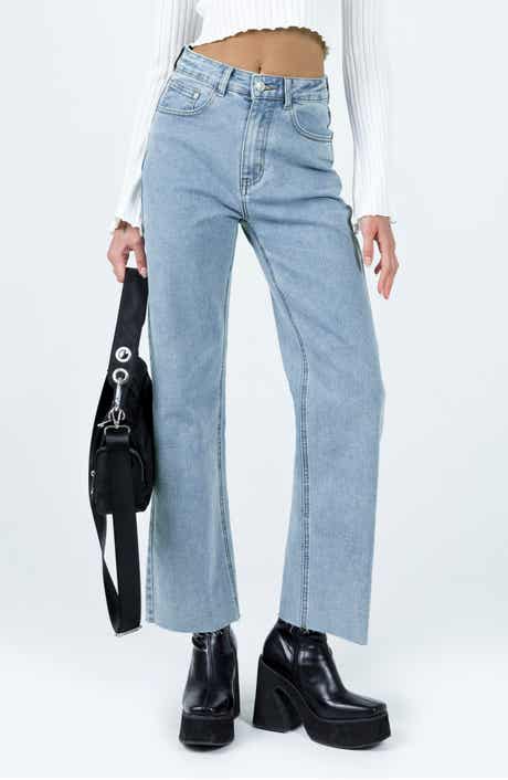 Princess Polly Pyrene Raw Hem Straight Leg Jeans