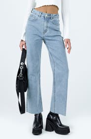 Princess Polly Pyrene Raw Hem Straight Leg Jeans