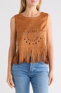 Forgotten Grace Laser-Cut Fringe Faux Suede Tank