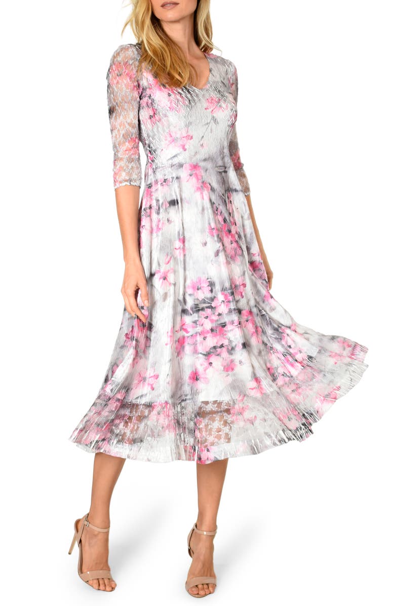 Komarov Charmeuse & Chiffon A-Line Dress, Main, color,