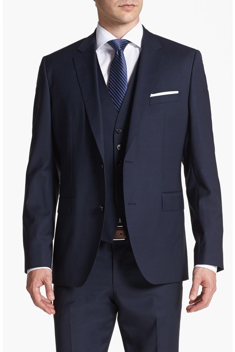 HUGO BOSS 'James/Sharp' Trim Fit Three-Piece Suit, Alternate, color, NAVY
