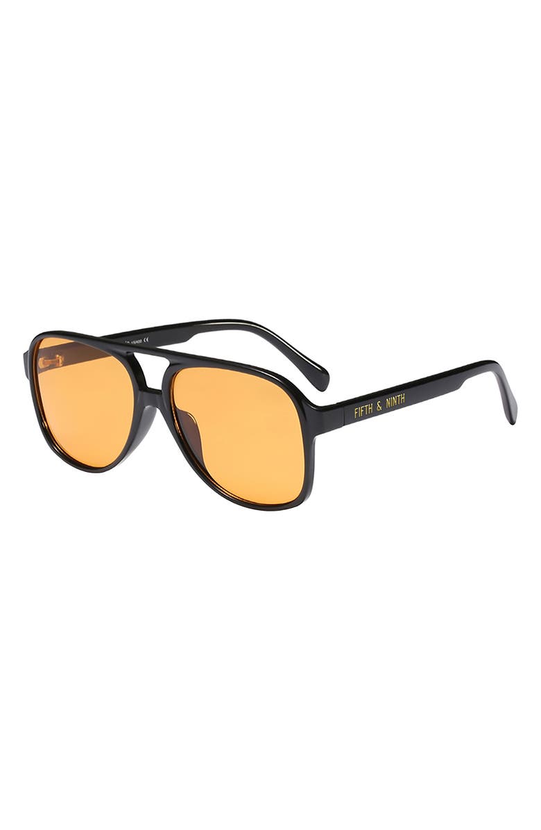 Fifth & Ninth Kingston Aviator 60mm Oval Sunglasses, Alternate, color, Black/ Orange