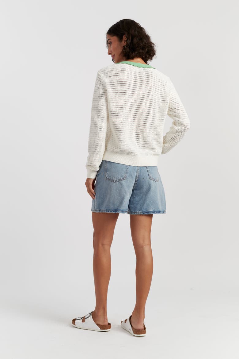 Cotton Snoopy Crochet Peekabo Cardigan, Alternate, color, Cream