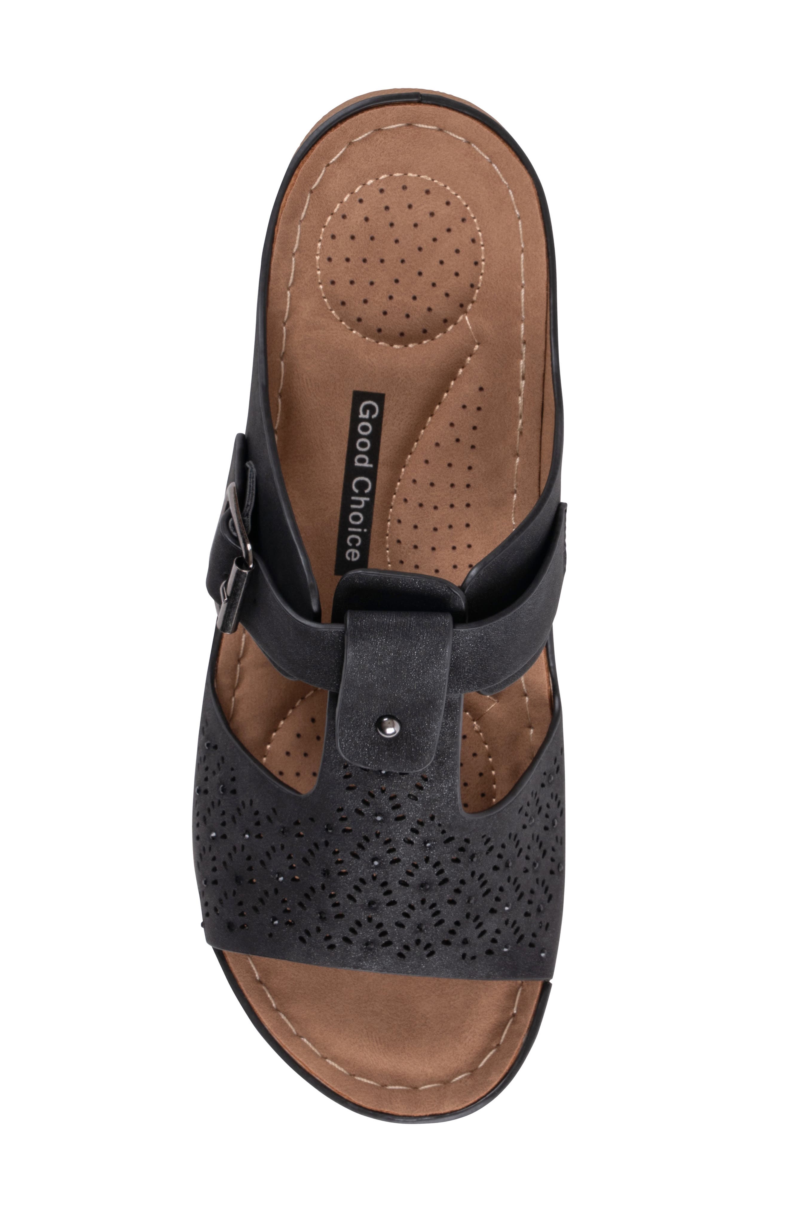 GOOD CHOICE NEW YORK Loni Platform Wedge Sandal, Alternate, color, Black