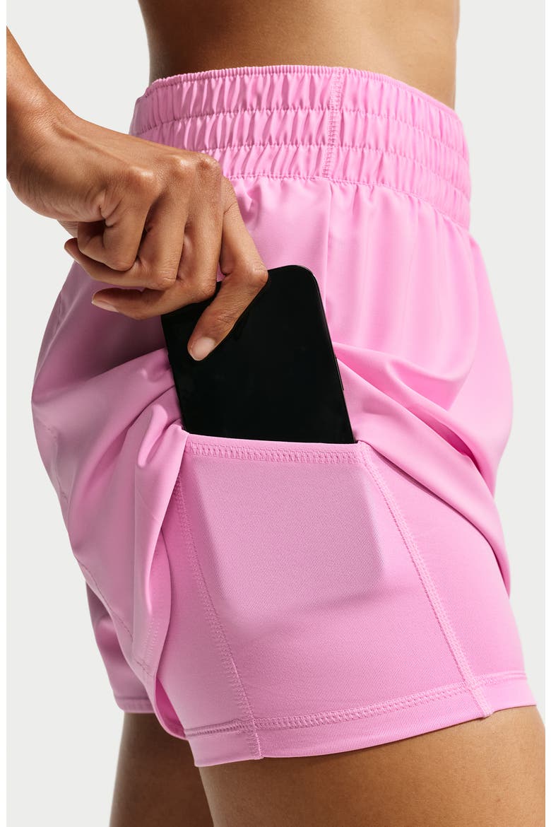 One Dri-FIT High-Waisted 3-Inch 2-in-1 Shorts, Alternate, color, PINK RISE/ WHITE