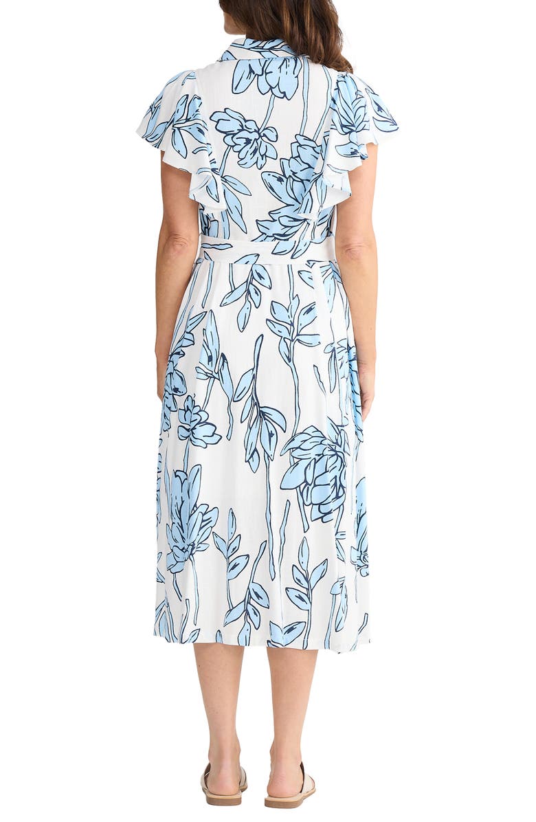 Brave+True Marigold Tie Waist Midi Dress, Alternate, color, Coastal Bloom