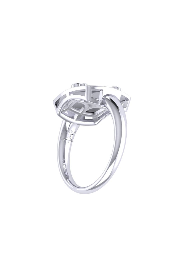 Pisces Aquamarine & Diamond Signet Ring in Sterling Silver, Alternate, color, Silver