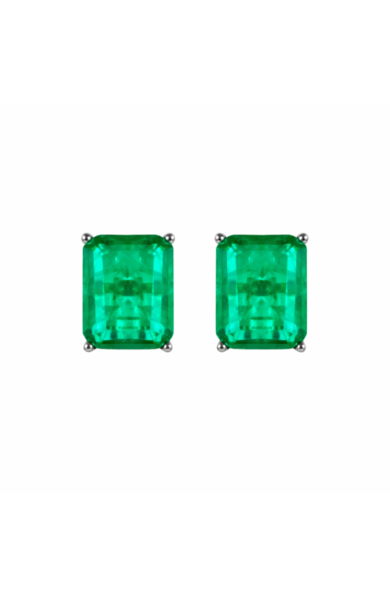 Gemma Azzurro Rectangular Emerald Stud Earrings, Main, color, Green