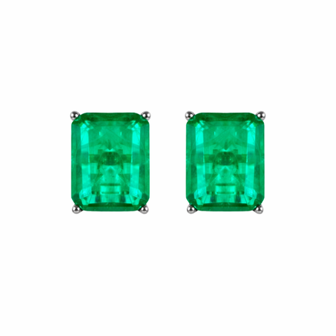 Rectangular Emerald Stud Earrings