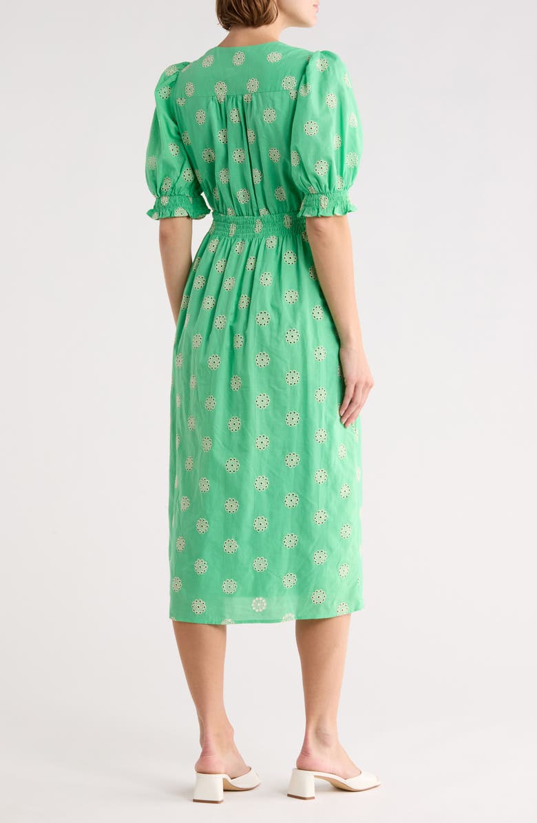 FRNCH Gabrielle Cotton Eyelet Dress, Alternate, color, Emeraude