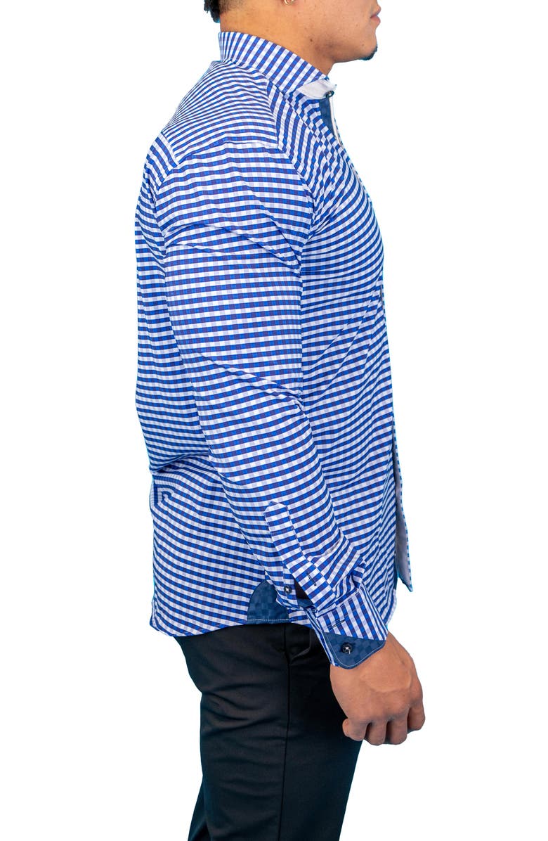 Maceoo Wall Street Contemporary Fit Check Performance Button-Up Shirt, Alternate, color, 