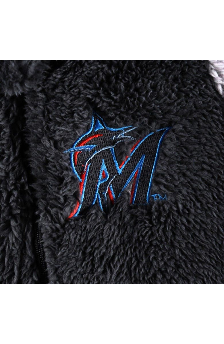 Outerstuff Newborn and Infant Black/Gray Miami Marlins Game Nap Teddy Fleece Bunting Full-Zip Sleeper, Alternate, color, Black