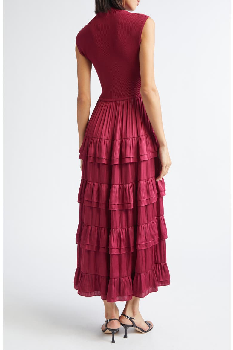 Klea Tiered Maxi Dress, Alternate, color, CARMINE