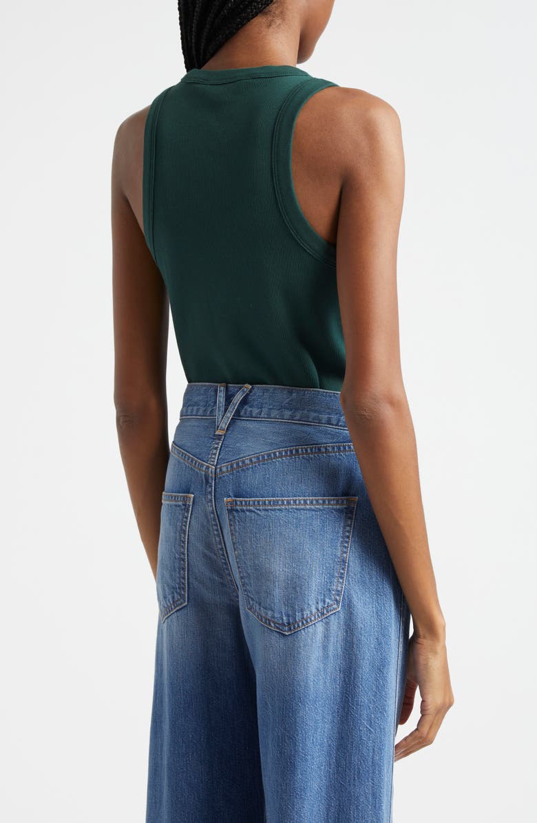 Veronica Beard Jordyn Rib Cotton Crop Tank, Alternate, color, Pine