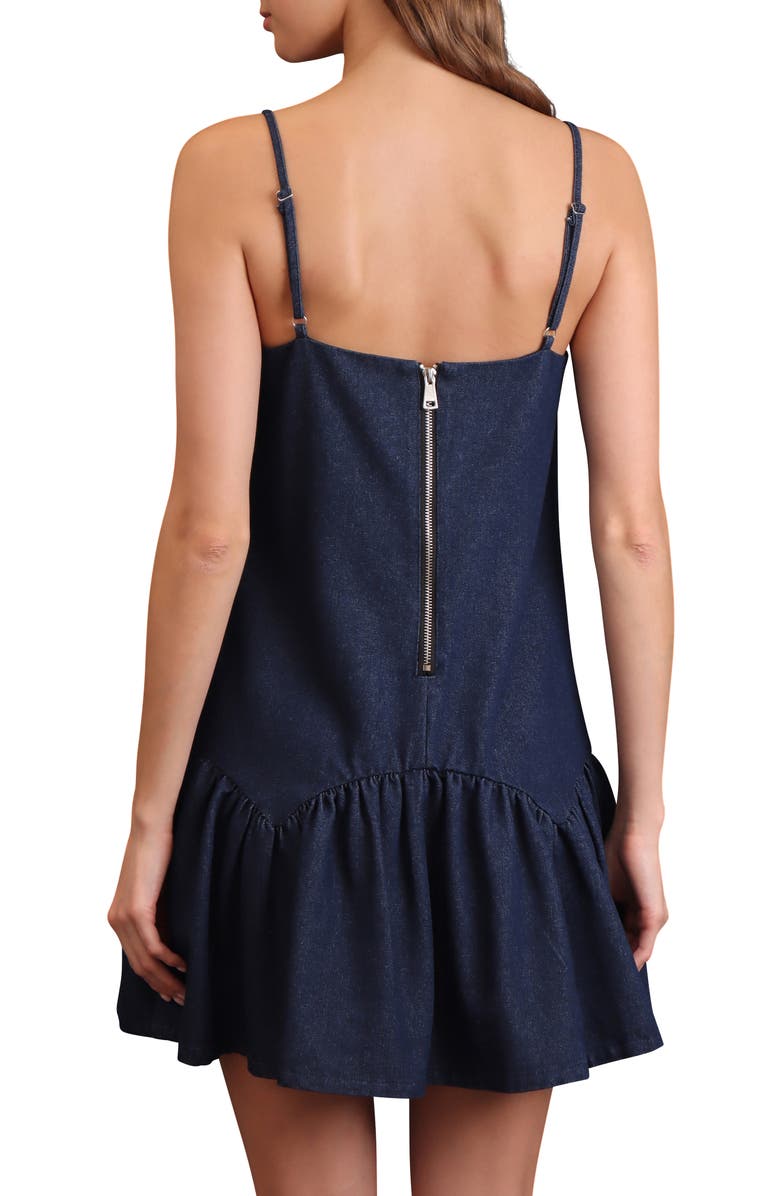 Avec Les Filles Drop Waist Denim Minidress, Alternate, color, Rinse Wash
