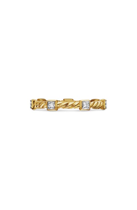 Cable Collectibles® Stations Stack Ring in 18K Yellow Gold with Diamonds, 2mm