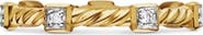 David Yurman Cable Collectibles® Stations Stack Ring in 18K Yellow Gold with Diamonds, 2mm