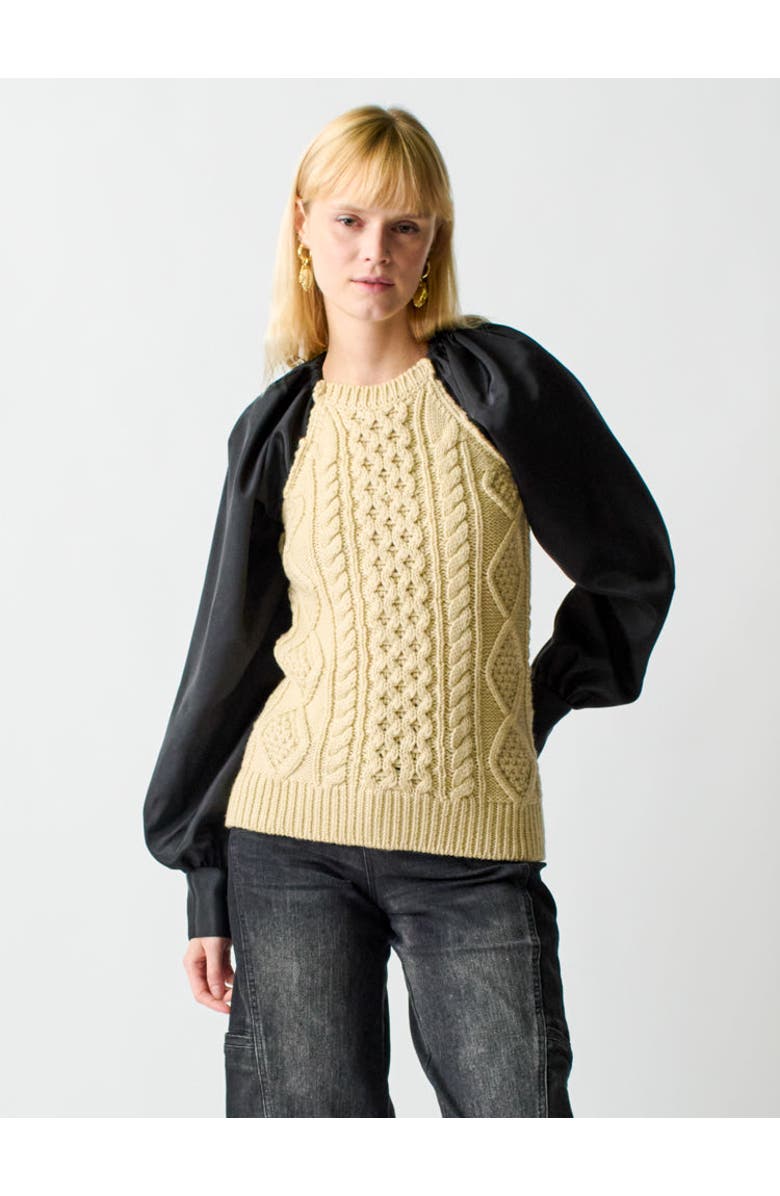 Lingua Franca Mekas Knit Combo Top, Main, color, 