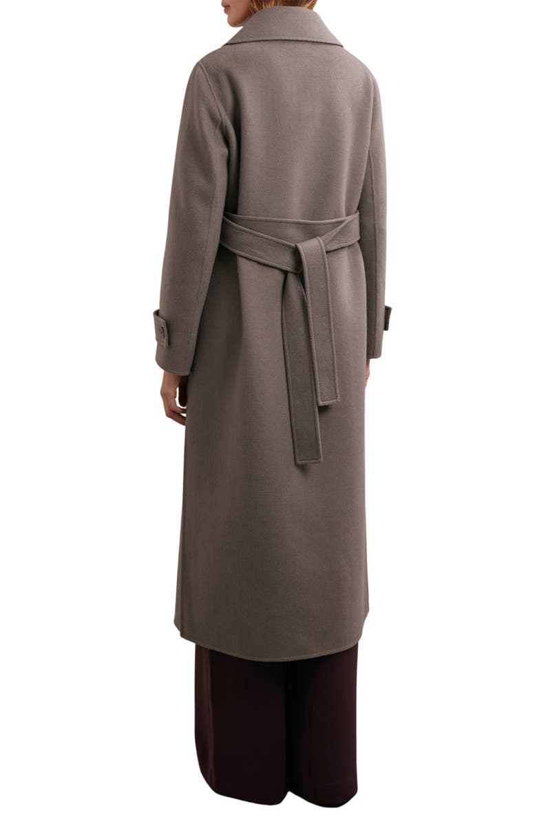 Reiss Luna Double Breasted Tie Waist Wool Blend Coat, Alternate, color, Mink