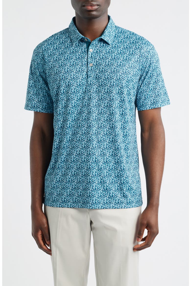 Ridge Floral Performance Golf Polo, Main, color, DEEP-LAKE