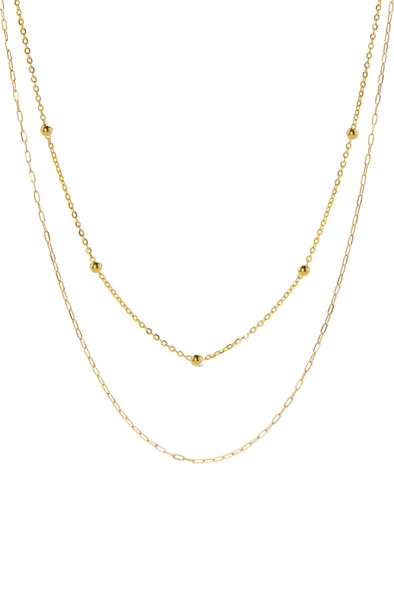 Ana Luisa Layered Necklace - Gold Paperclip & Satelitte Necklace, Main, color, Gold