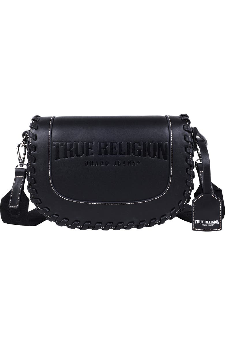True Religion Whipstitched Saddle Bag, Main, color, Black