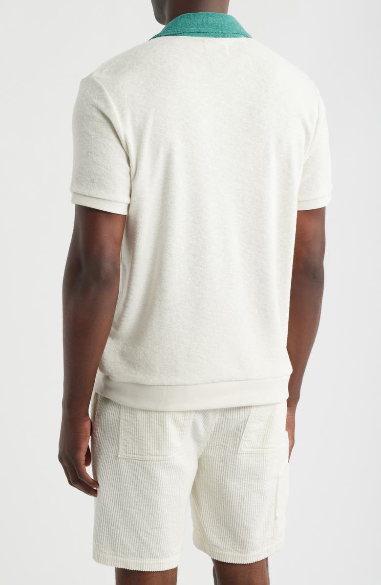 Marine Layer Emilio Vintage Terry Polo, Alternate, color, White/ Green