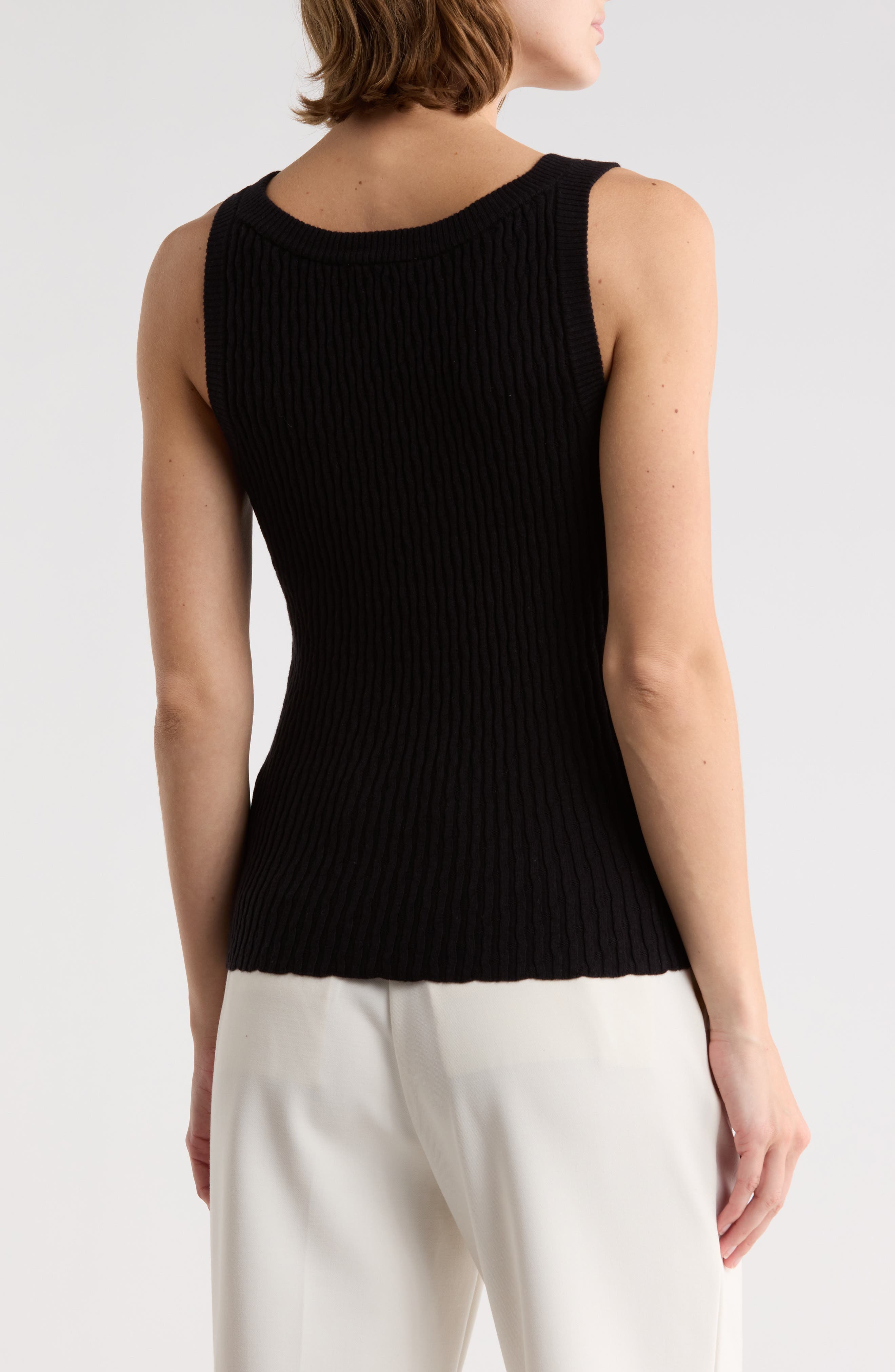 Pointelle Cotton & Cashmere Sweater Tank - image 2