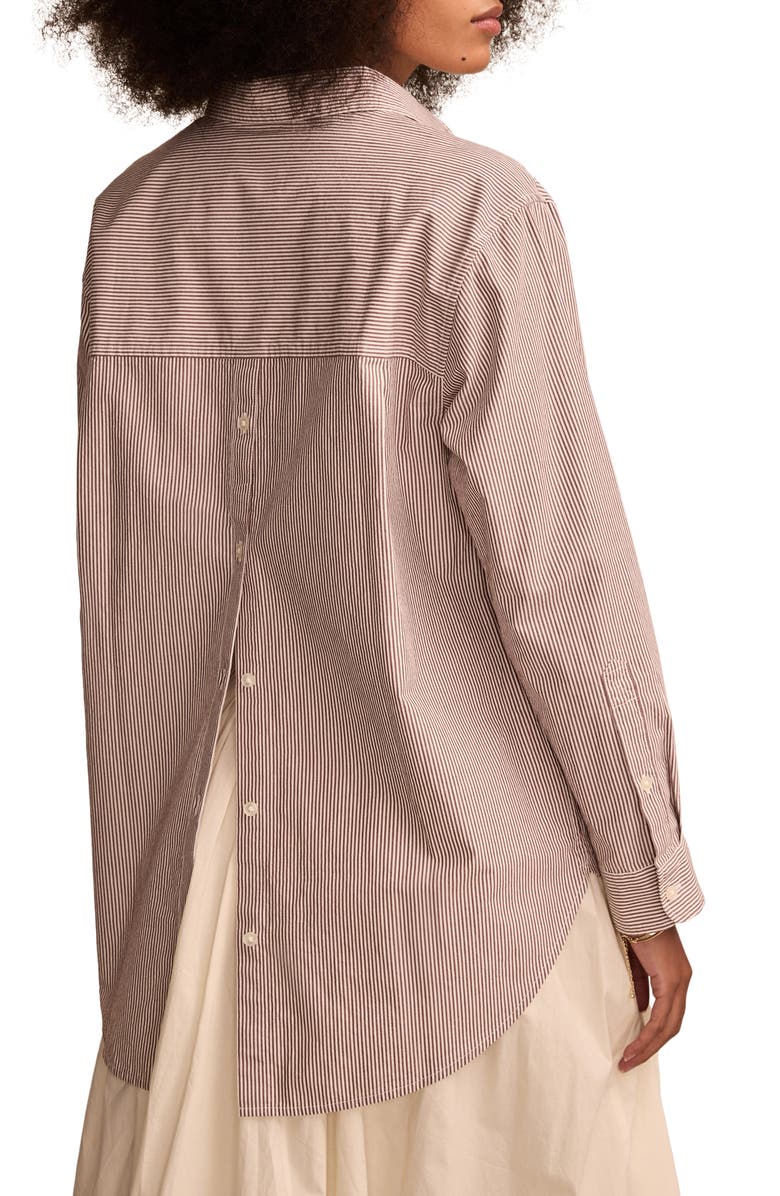Lucky Brand Stripe Oversize Button Back Cotton Button-Up Shirt, Alternate, color,