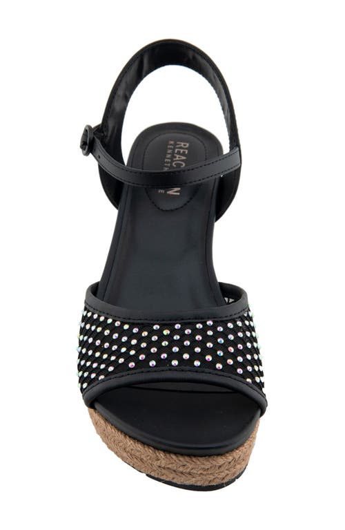 Reaction Kenneth Cole Caegan Rhinestone Mesh Espadrille Wedge Sandal In Black Mesh