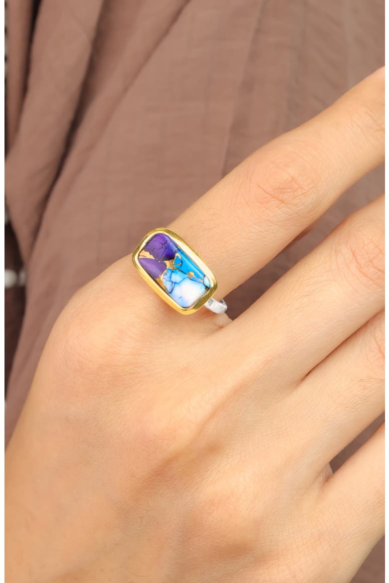 Two-Tone Semiprecious Stone Ring, Alternate, color, DARK BLUE