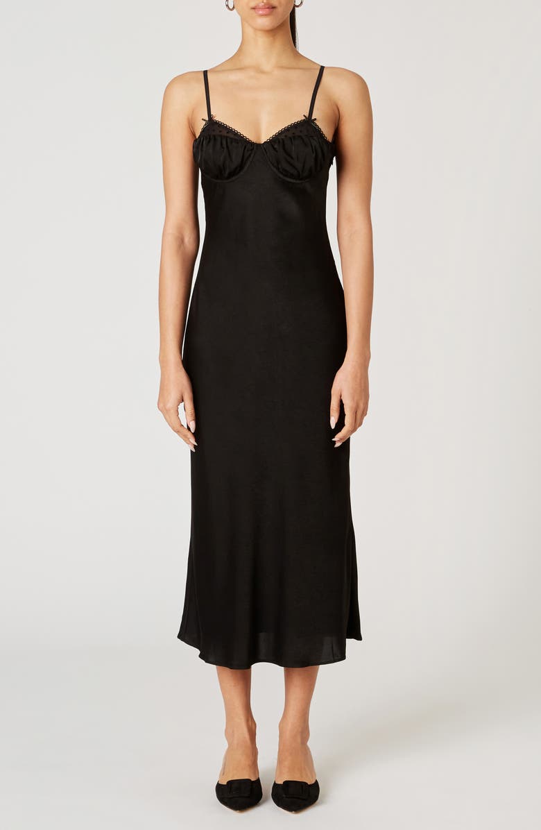 Nia Oona Midi Dress, Main, color, Black