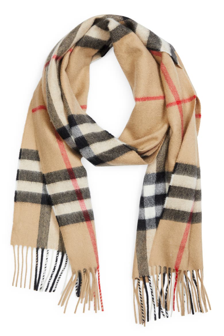 Check Cashmere Scarf, Alternate, color, CAMEL
