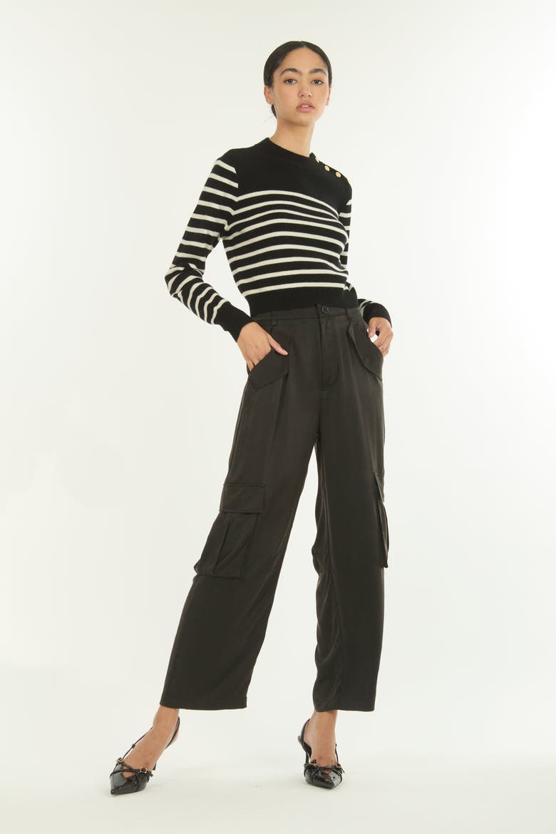 Nell Knit, Alternate, color, Black and Crème Stripe
