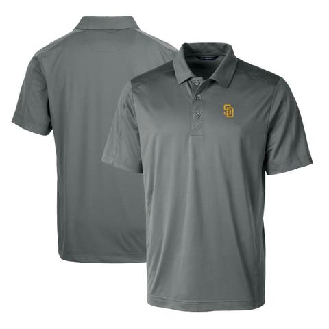 Men's Cutter & Buck Steel San Diego Padres Prospect Textured Stretch Polo