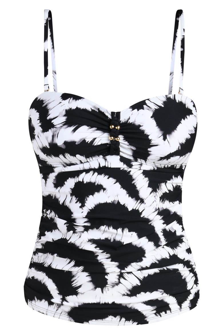 Woven Shadows Bandeau Tankini, Alternate, color, BLACK