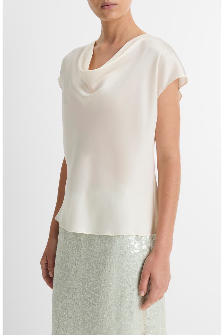 Cowl Neck Silk Blouse, Alternate, color, OFF WHITE