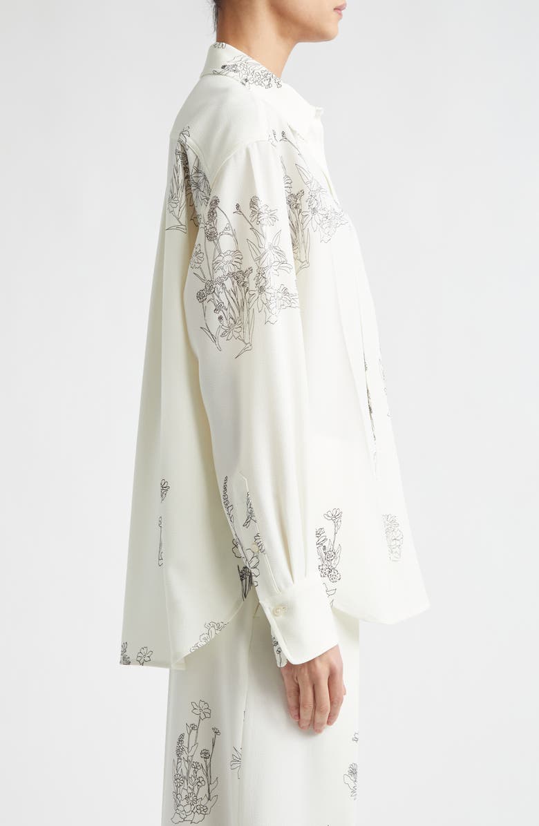 Victoria Beckham Floral Print Sable Cady Button-Up Shirt, Alternate, color, Off White Black