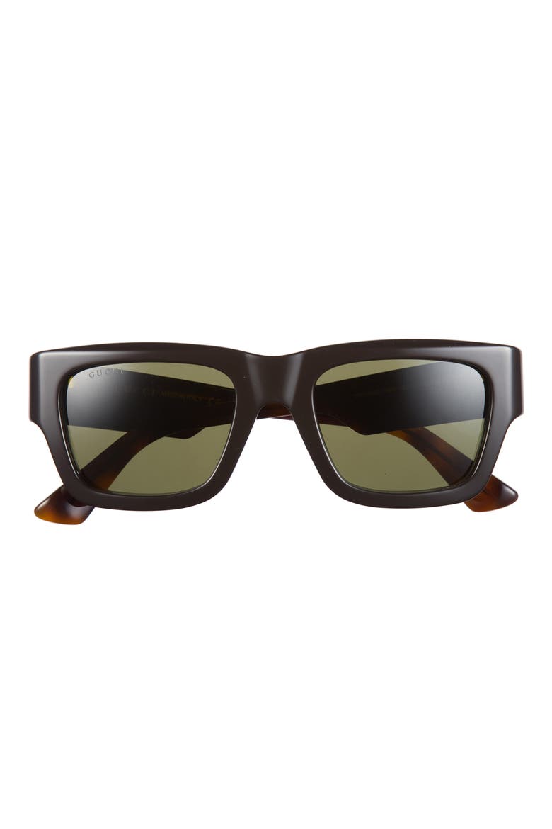 52mm Square Sunglasses, Main, color, BROWN HAVANA GREEN