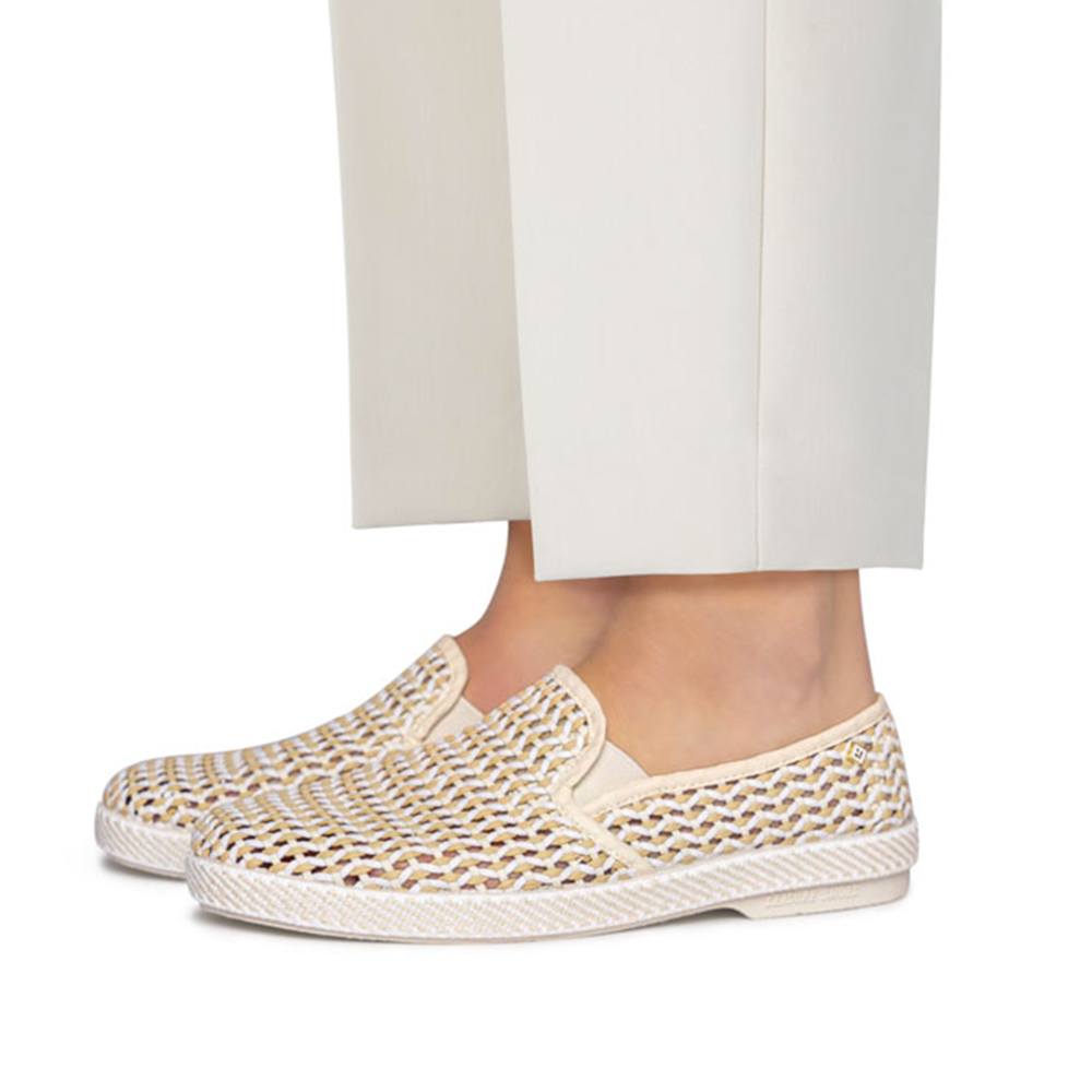 Rivieras Classic Woven Cotton Slip-On Loafer, Alternate, color, White Beige