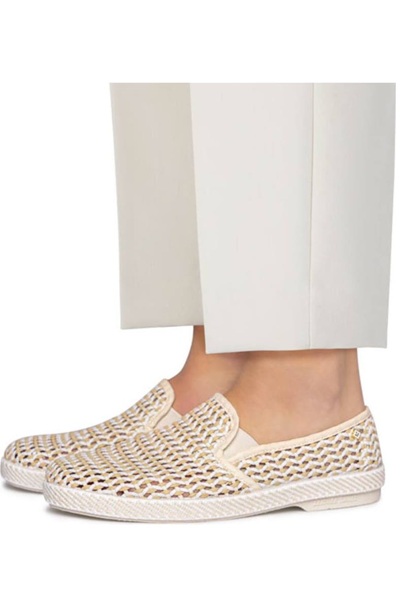 Rivieras Classic Woven Cotton Slip-On Loafer, Alternate, color, White Beige