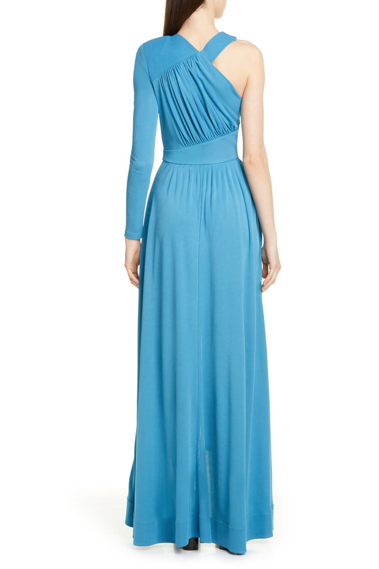 Draped One-Shoulder Crepe Jersey Gown, Alternate, color, 457-BLUE