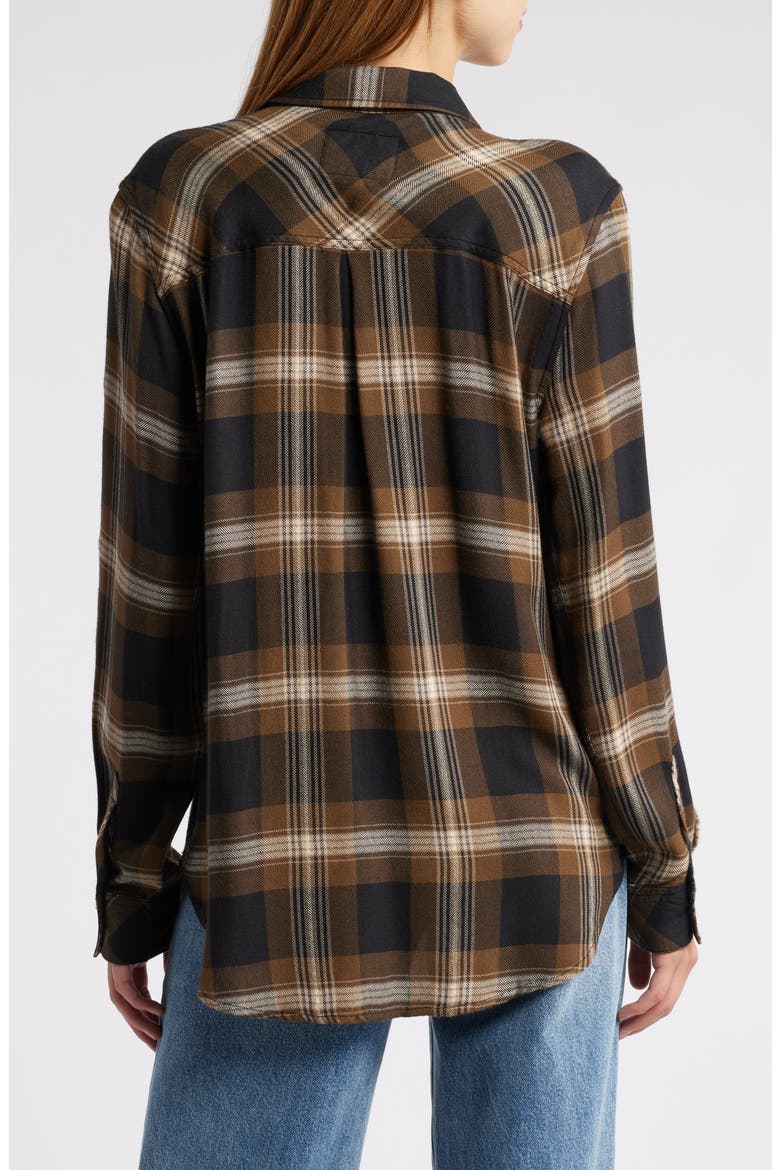 Hunter Plaid Button-Up Shirt, Alternate, color, BLACK CARMEL LUREX