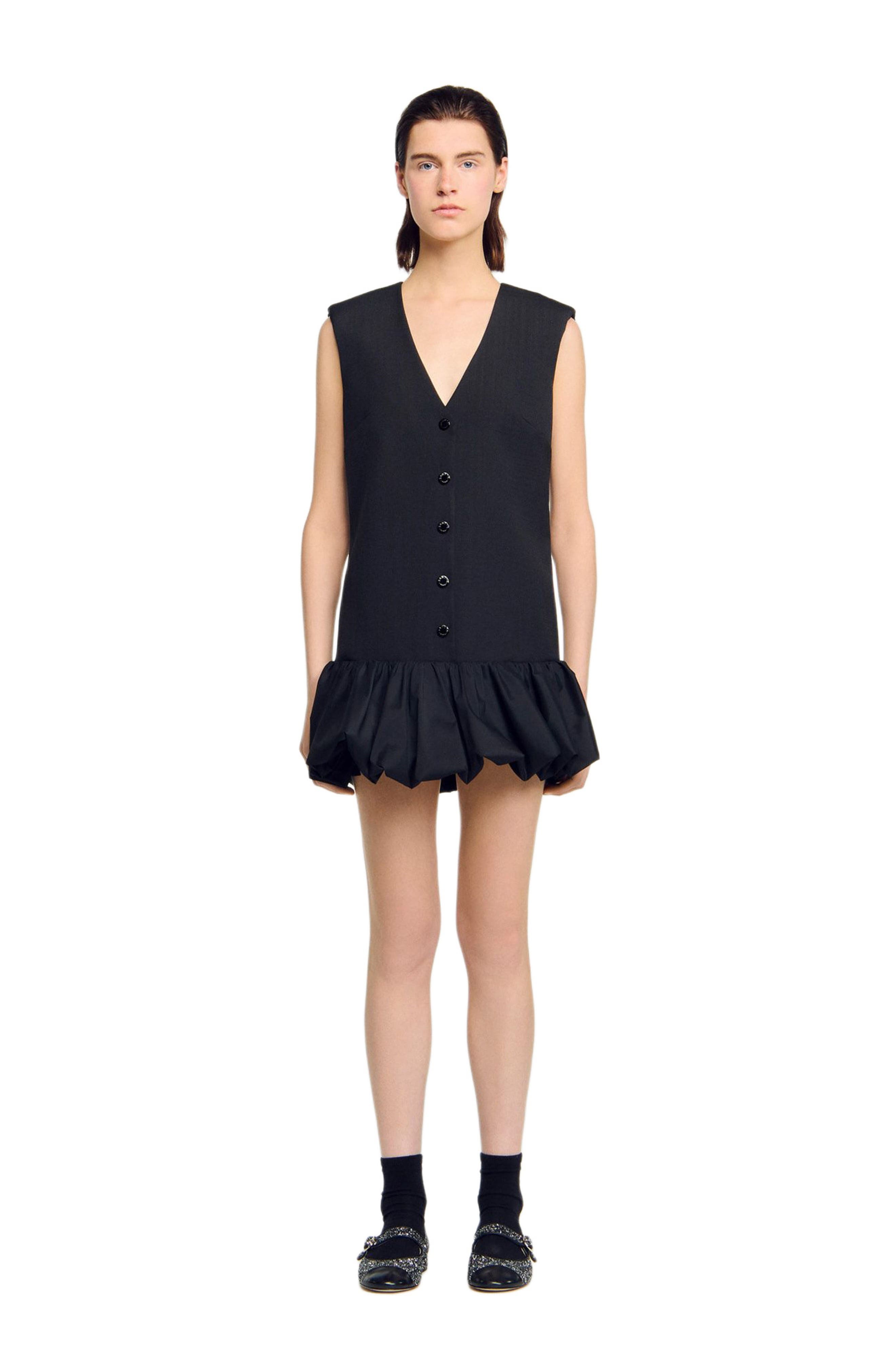 Short tailored dress with ruffle