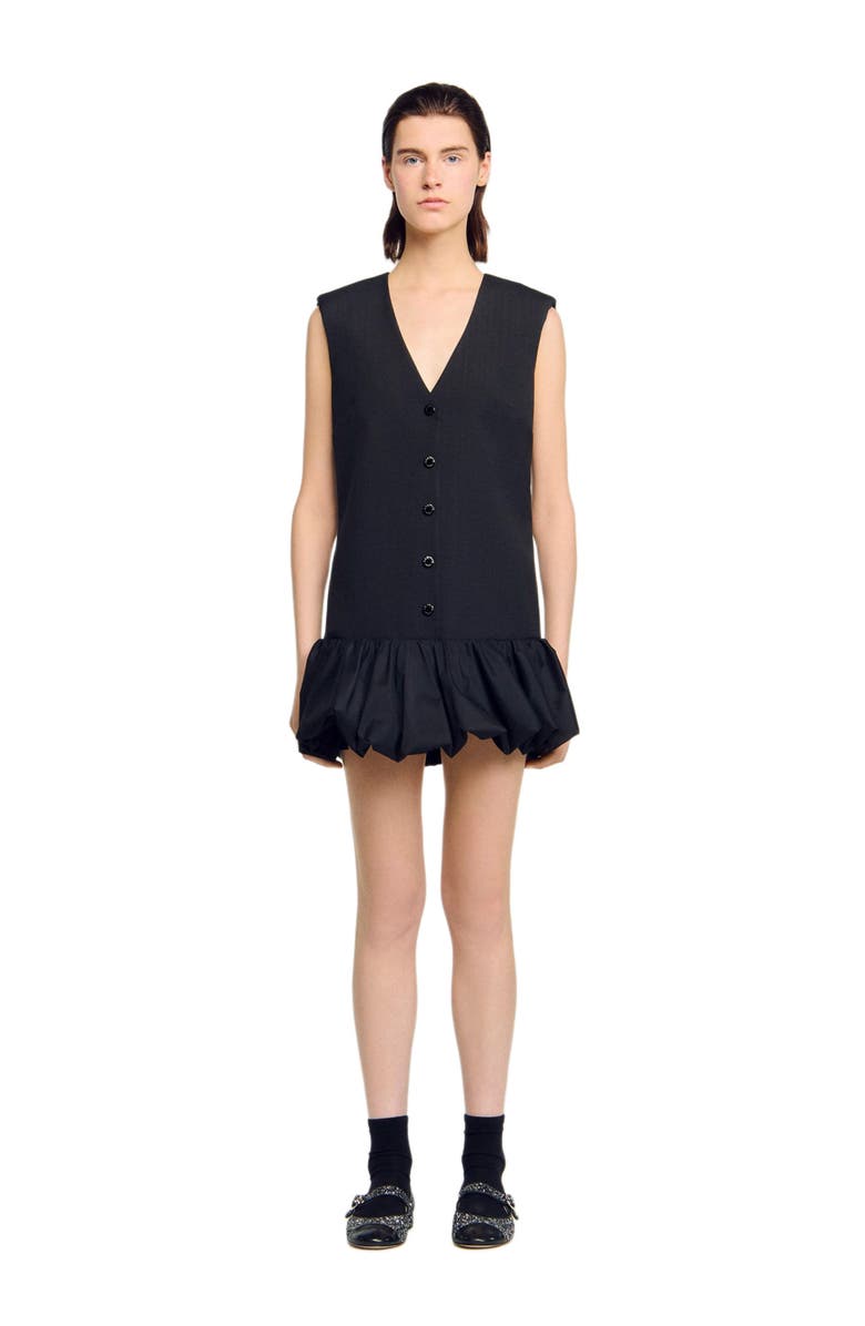 SANDRO Short tailored dress with ruffle, Main, color, Black
