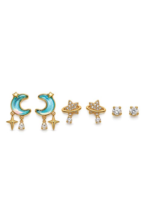 Set of 3 Celestial Moon Earrings