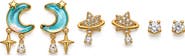 LA MENO Set of 3 Celestial Moon Earrings