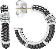 LAGOS Black Caviar Diamond Hoop Earrings